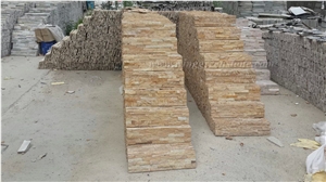 Popular Yellow Sandstone Culture Stone/Stacked Stones/Veneer Stones Panel for Exterior Decoration and Wall Cladding with Cheap Price, Winggreen Stone