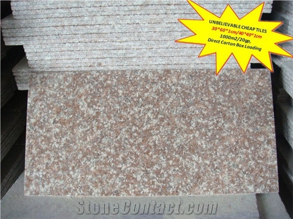 Unbelievable Cheap Price, G687 Granite Tiles, 1cm Peach Red Granite Thin Tiles for Wall Covering, Xiamen Winggreen Manufacturer