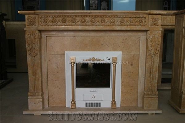 Xiamen Experenced Manufacturer Beige Marble Fireplaces Hand