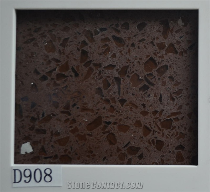 Brown Colour Engineered Quartz Stone for Hotel Bathroom Decoration