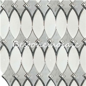 Bestonemosaic Grey&White Art Pattern Marble Mosaic, Mosaic Pattern, Wall Mosiac, Quare Mosaic,Polished Marble Mosaic，Indoor Decoration Mosaic, Wall Mosaic, Floor Mosaic