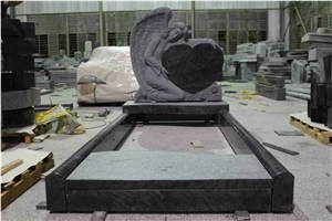 Bahama Blue Granite Angel Carcing Single Monument