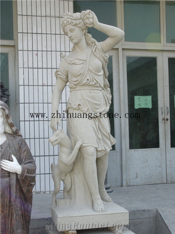 Beige Marble Human Religious Sculpture Statue