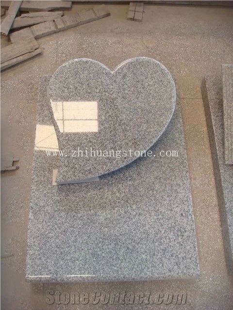 Sesame White Granite Heart Shape Slant Monument