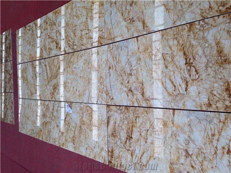 Gold Laminated Marble Tiles, Laminated Marble from China