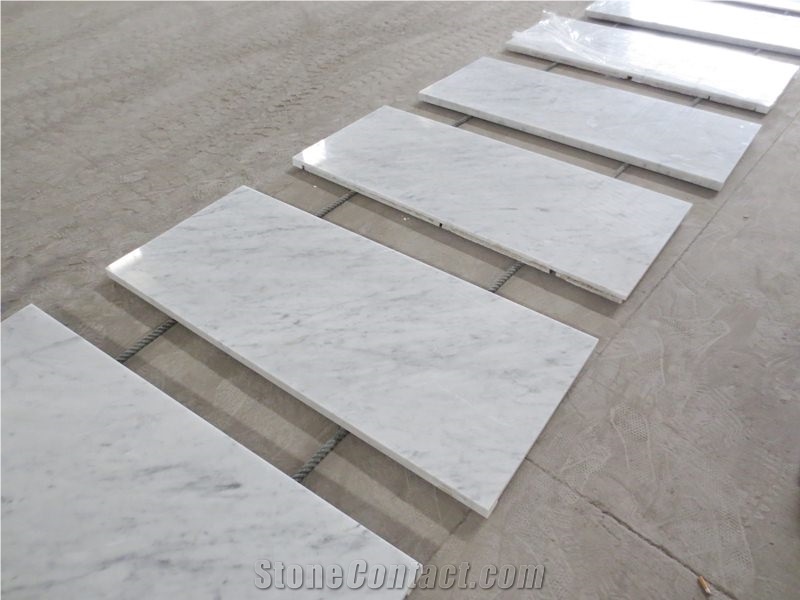 Bianco Carrara C White Marble Kitchen Countertop