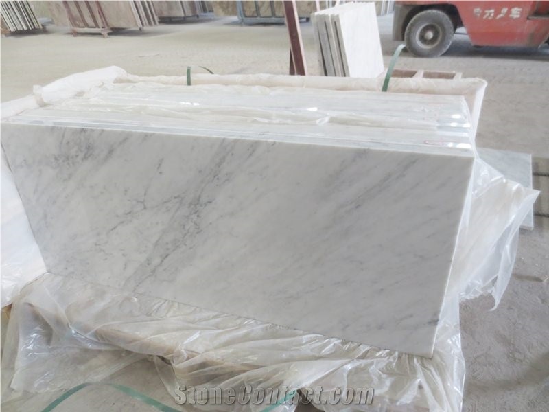 Bianco Carrara C White Marble Kitchen Countertop