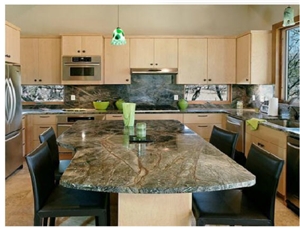 Rain Forest Green Kitchen Countertops, Bidasar Green Marble Countertops, Vanity Tops, Island Tops India