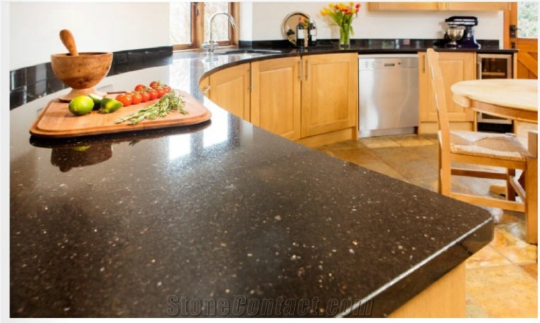 Star Galaxy Granite Kitchen Countertops, Black Granite Island Tops
