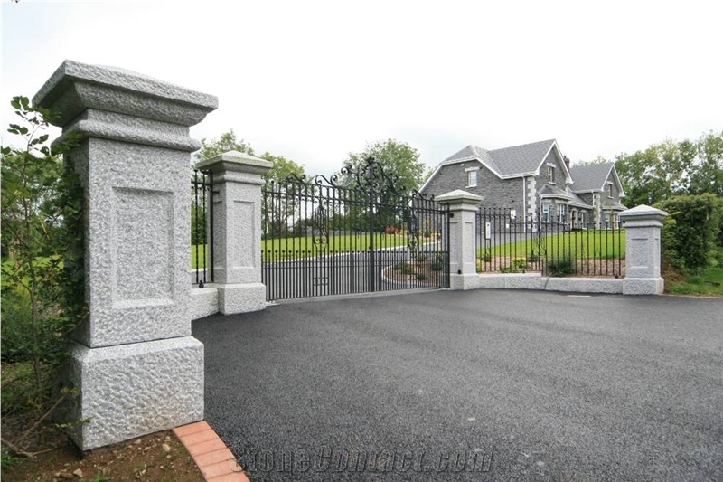 Silver Grey Granite Pillar & Gates