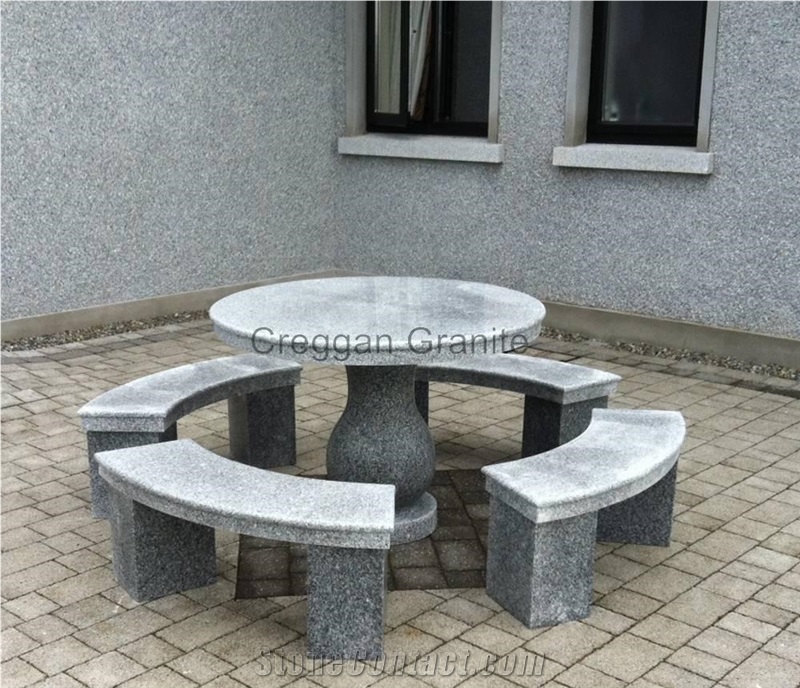 Silver Grey Granite Table and Benches