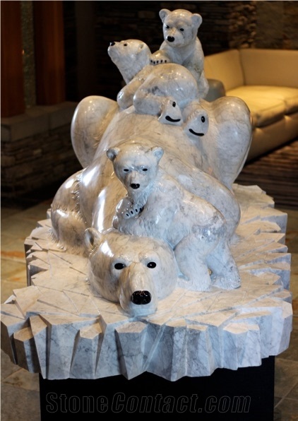 Carved Fine Stone Art Polar Bears