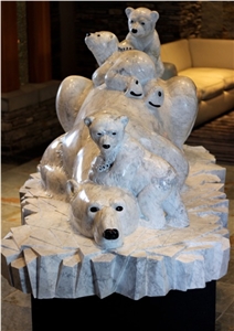 Carved Fine Stone Art Polar Bears