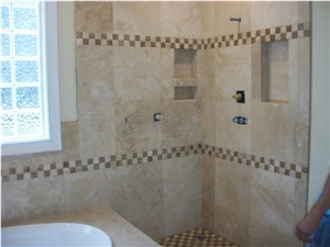 Beige Travertine Bathroom Decorating, Bath Remodelings