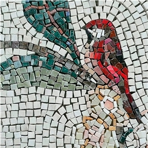 Primavera - White Marbles and Mixed Stones Handmade Artistic Mosaic