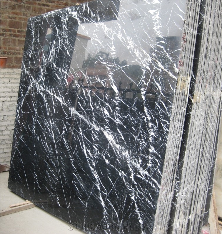 Black Nero Assoluto Maguina Marble Slabs & Tiles, Marble Floor/Wall Covering Tiles