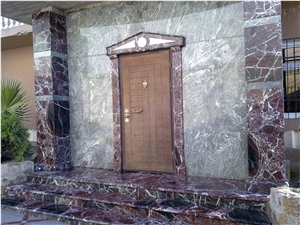 Rosso Levanto Marble Door Frame Suuround, Deck Steps