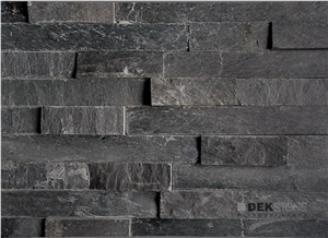 Black Slate Stacked Wall Panels, Cultured Stone