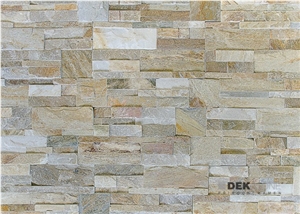 Golden Quarzite Wall Cladding Panels, Beige Quartzite Wall Decor, Stone Veneer