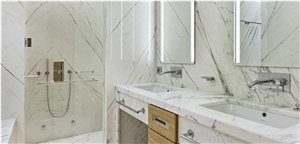 Ariston Marble Bathroom Top and Wall Application, White Marble Bath Top, Bathroom Countertops
