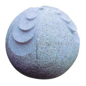 China Bally White Granite Garden Water Features, Exterior Landscaping Stones Rolling Sphere Fountains, Outdoor Sculptured Fountain, Flamed Bushhammered Surface Floating Ball Fountains