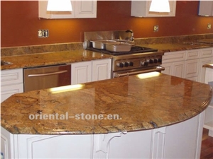 China Bronw Granite Kitchen Tops, Stone Kitchen Custom Countertops, Kitchen Island Tops, Round Worktops, Kitchen Top Desk Tops, Bar Top