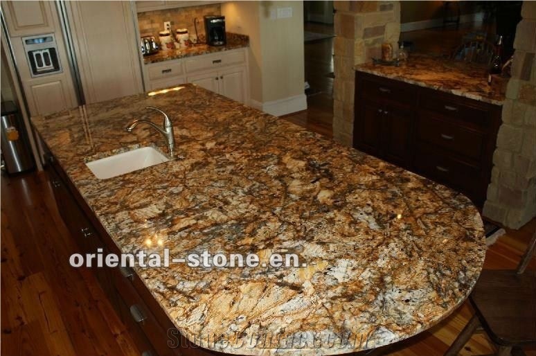 China Brown Granite Countertops, Stone Kitchen Custom Countertops, Kitchen Round Island Tops with Sink, Worktops, Kitchen Vanity Top Desk Tops, Bar Top, Bench Tops