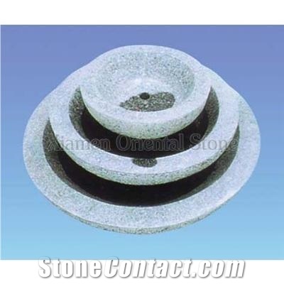 China G614 Granite Garden Water Features, Exterior Landscaping Stone Fountains, Outdoor Sculptured Fountain, Polished Round Bowl Fountains with Stone Base