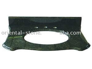 China Green Granite Bathroom Custom Vanity Tops, Stone Countertops, Polished Surface Bath Tops with One Hole Sink