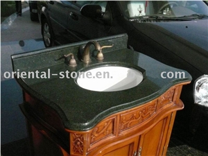 China Green Granite Bathroom Custom Vanity Tops,Stone Vanity Countertops, Bath Tops with Wood Cabinet