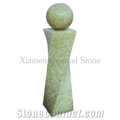 China Jiaxi Yellow Granite Garden Water Features, Exterior Landscaping Stones Fountains, Outdoor Sculptured Fountain, Polished Round Floating Ball Fountains with Stone Base