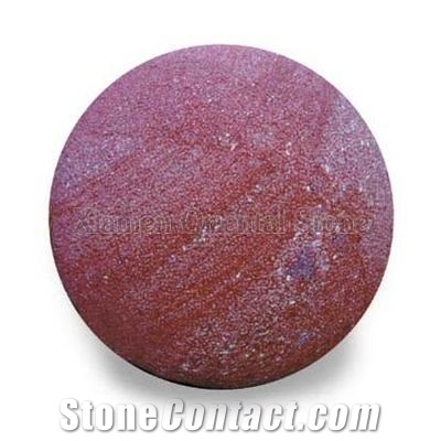 China Red Sandstone Garden Water Features, Exterior Landscaping Stones Rolling Sphere Fountains, Outdoor Ball Fountain, Floating Ball Fountains