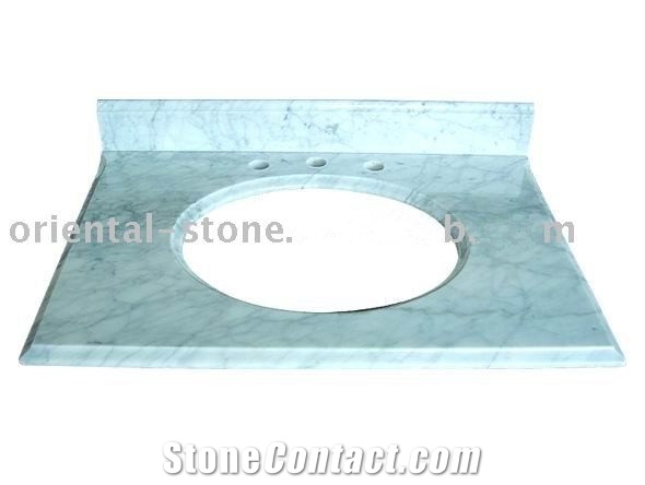 China White Marble Bathroom Custom Vanity Tops, Stone Bathroom Countertops, Polished Surface Bath Tops