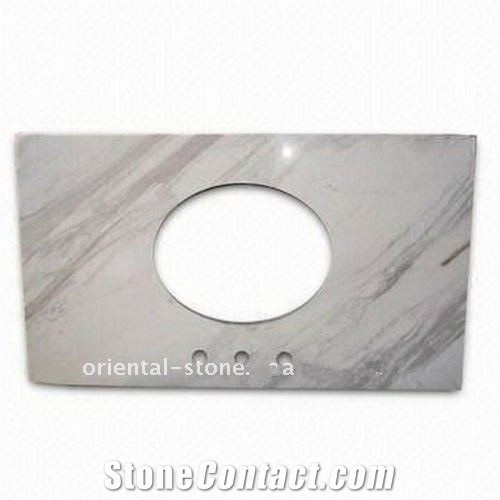 China White Marble Bathroom Vanity Tops,Stone Custom Countertops, Polished Surface Bath Tops with Sink Basin
