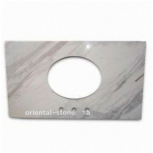 China White Marble Bathroom Vanity Tops,Stone Custom Countertops, Polished Surface Bath Tops with Sink Basin