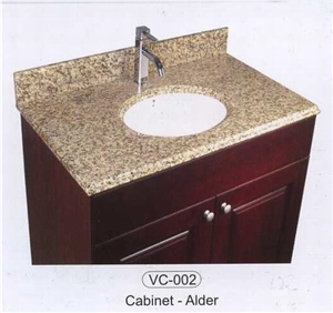 China Yellow Golden Granite Engineered Bathroom Vanity Tops with Wood Cabinet,Stone Custom Countertops, Polished Surface Bath Tops with Sink Basin