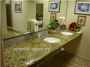 China Yellow Granite Bathroom Vanity Tops,Stone Custom Countertops, Bath Top with Sink Basin