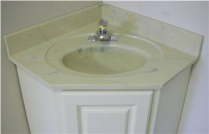 China Yellow Marble Engineered Bathroom Vanity Tops with Wood Cabinet,Stone Custom Countertops, Polished Surface Bath Tops with Sink Basin