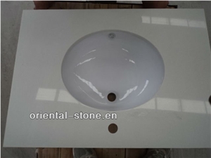 Crystal White Marble Bathroom Vanity Tops, Stone Bathroom Custom Countertops with Sinks & Basins, Kitchen Vanity Top, Bath Tops