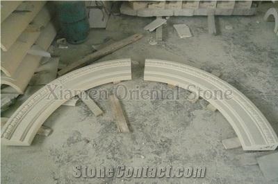 Natural Beige Marble Dome Moulding Border Decorations, Stone Bullnose Ogee Moldings, Interior Stone Building Decoration Lines