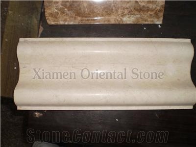 Natural Golden Sand White Jade Marble Moulding Border Decorations, Stone Bullnose Ogee Moldings, Interior Stone Building Decoration Lines