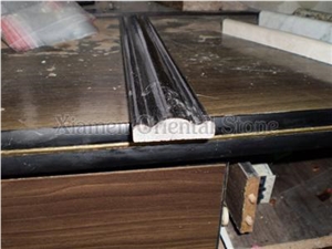 Natural Pure Black Marble Moulding Border Decorations, Stone Bullnose Ogee Moldings, Interior Stone Building Decoration Lines Skirtings
