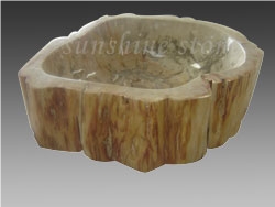 Fossil Wood Wash Bowls, Brown Marble Wash Bowls