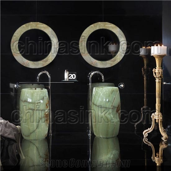Green Onyx Barrel Pedestal Sinks & Basins from China