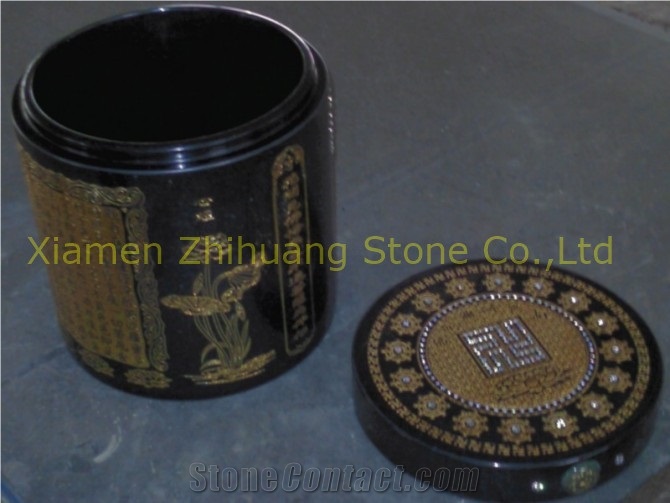 Polished Shanxi Black Granite Urns, Monumental Urns, Urns for Ashes