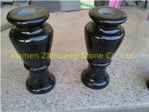 Polished Shanxi Black Granite Vase