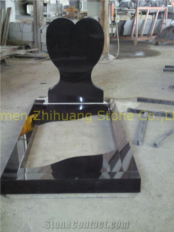 Wing Design Shanxi Black Granite Heart Monument