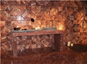 Mykalissos Red Nature Marble Bathroom Design