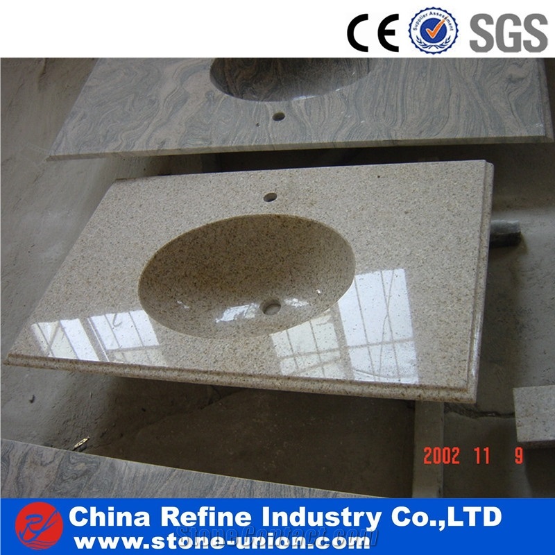 Beige Polished Granite Bath Tops ,Countertop Cut to Size as Your Demand,China Wholesale Bathroom Vanities Top,Granite Bathroom Sink Countertops Vanity Tops