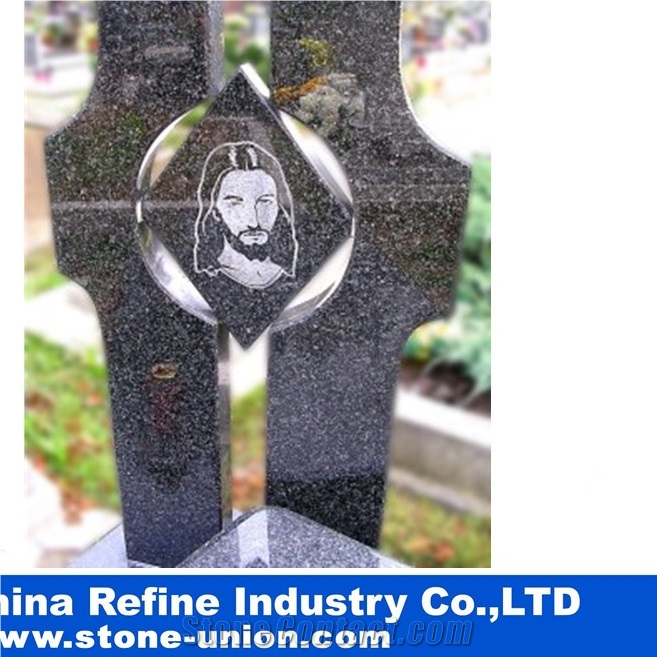 Black Granite Gravestone , Special Shaped Granite Monument, American Style Polished Monument & Tombstone